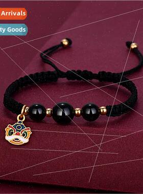 Dancing on Onyx Bracelet Women che Minimalist Hand-Woven Adj