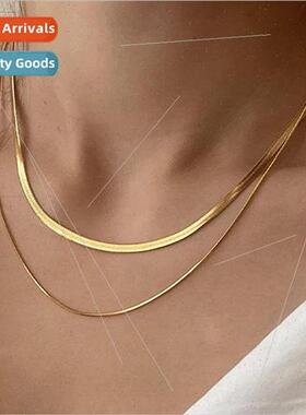 Europe ins retro double layer snakebone chain flat chain tid