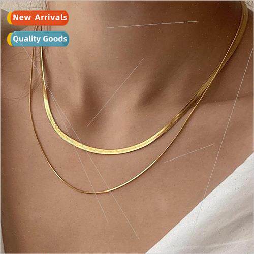 Europe ins retro double layer snakebone chain flat chain tid