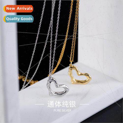 S925 silver Korealove heart necklace female ins irregular co