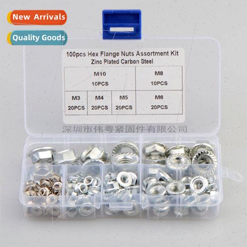 100pcs M3 4 5 6 8 10 Whe Zinc Plated Hexagonal Flange Face N