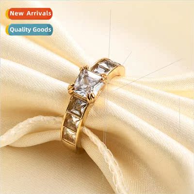 Europe ins new simple gold-plated 7MM square zirconium coupl