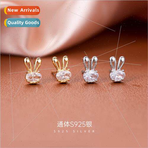 S925 silver zirconia earrings female delicate diamond-set ra