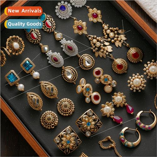 lver needle old geometric metal pearl earrings French vintag