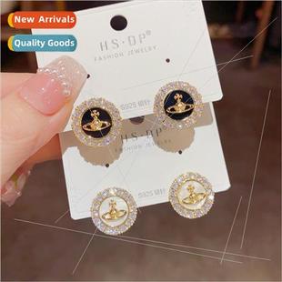 French round West Dowager earrings s925 silver pin delicate