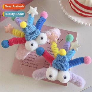 Colorful twist stick big eyes plush scratch clip female back