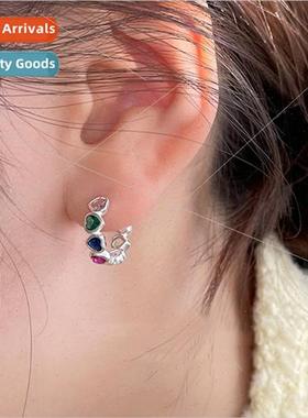 Rainbow Heart Earring Buckles Female che Dopamine Earrings D