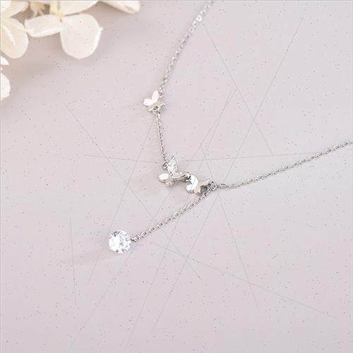 925 silver Korea diamond zircon butterfly necklace Mori lera