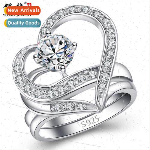 s925 silver ring ladies heart spl ring micro-set silver jewe