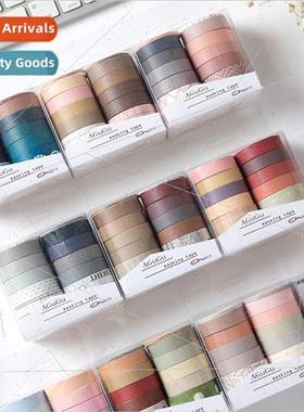 mple retro solid color washi tape 10 rolls diy handbook deco