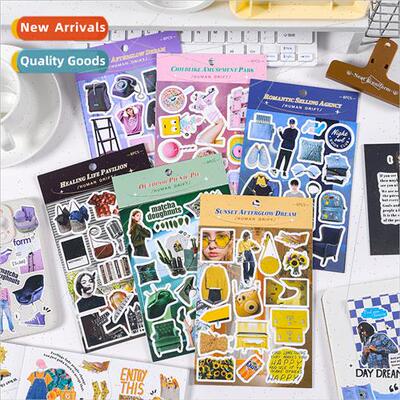 Human drift stickers Korea retro characters handbook materia