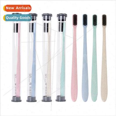 Wheat Straw ngle Bamboo Charcoal Toothbrush Portable Travel