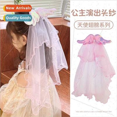 hair clipsgas princess mesh hair accessories baby cute wings