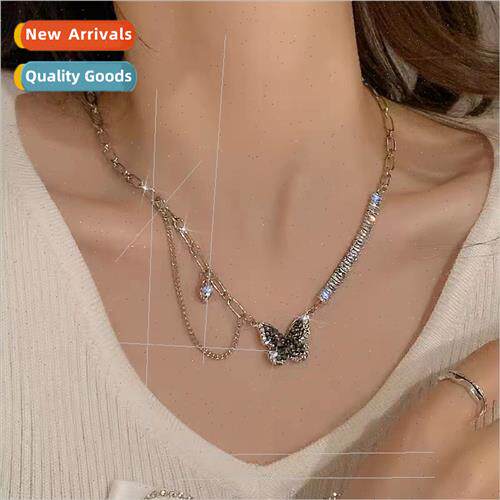 Black Zirconia Butterfly Necklace Women che Collarbone Chain