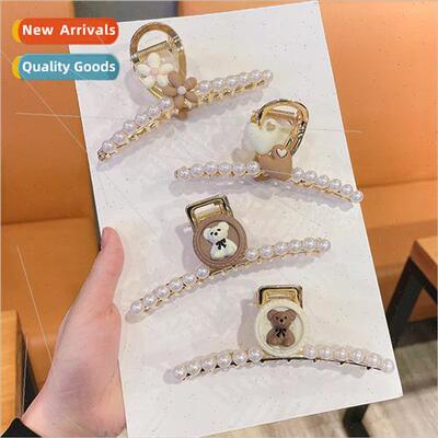 Pearl large fashion flowers bear headdress hair clips simple