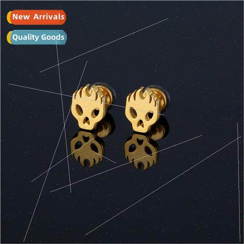 Europe stainless steel casting earrings angry expression ear
