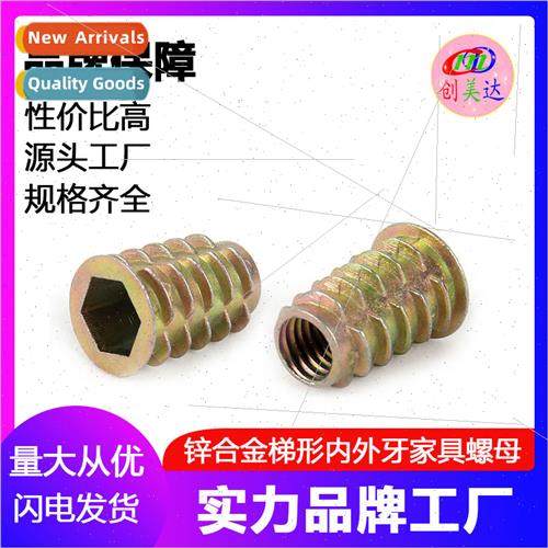 Trapezoidal inner outer threaded furnure nuts zinc alloy Fur