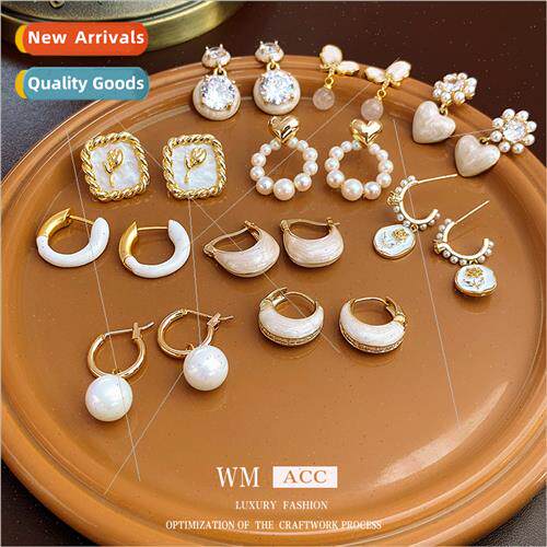 Whe drip oil love heart flower earrings fashion niche hundre