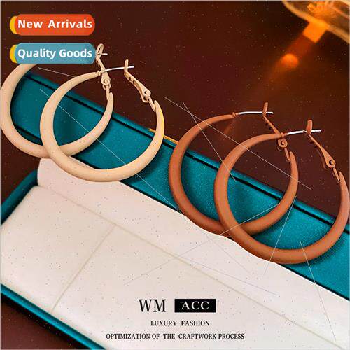 lver needle brown hollow round earrings simple wild metal ea