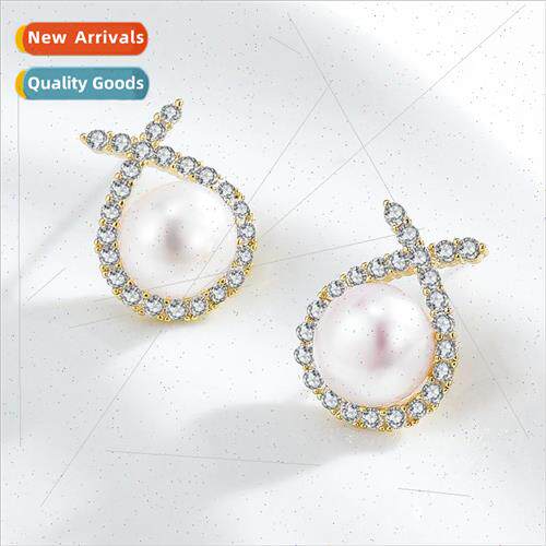 S925 silver pin earrings copper plated cross natural earring