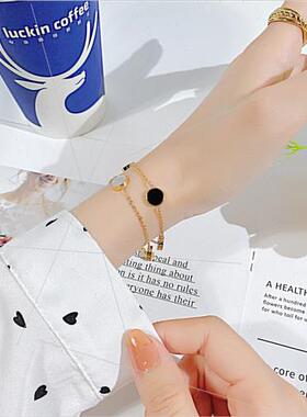 ins niche summer new tanium steel double layered stacking ge