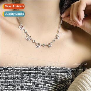Pink Flower Zirconia Splicing Necklace Women che Hundreds Lo