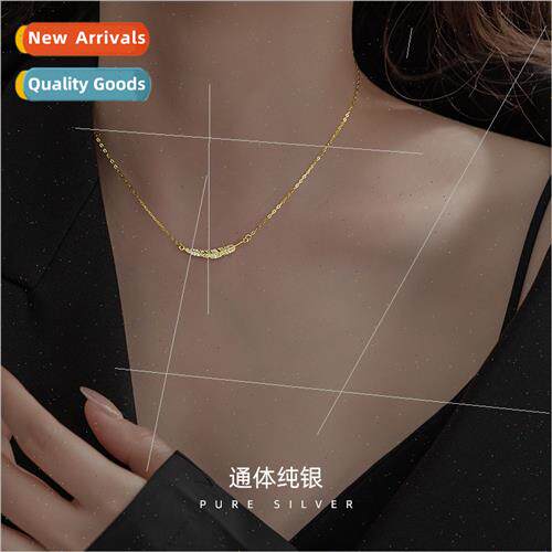 S925 silver Korealeaves necklace simple zirconia pendant fea