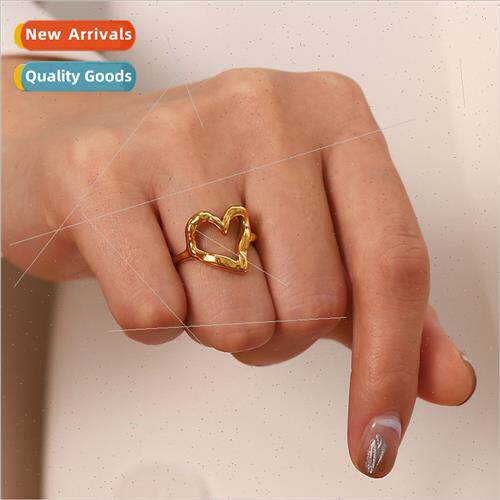 Europe niche ins gold tanium steel ring ladies hollowed out