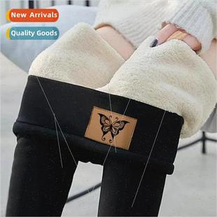 Padded thickened lambswool black gray bottoms women autumn w