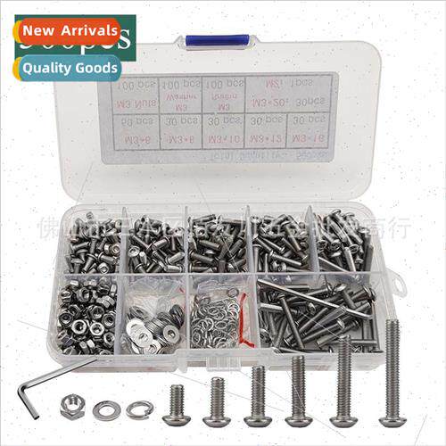 500pcs boxed 304 hexagon socket head cap screws M3 nuts flat
