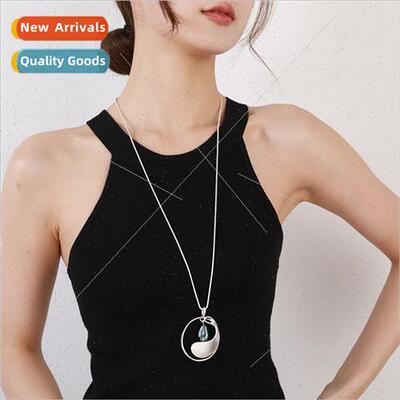 Women long necklace metal high fashion brushed oil drop vers