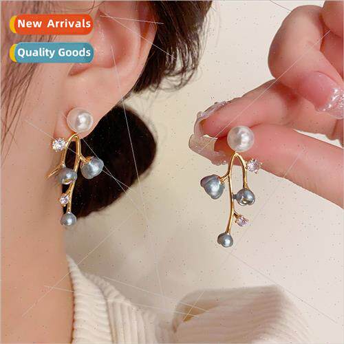 New Chinese Pearl Bell Orchid Zirconia Earrings Vintage che