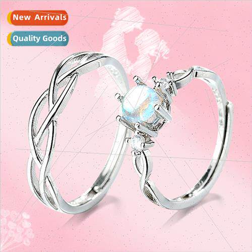 mple opening couple ring a pair natural moonstone joint ring