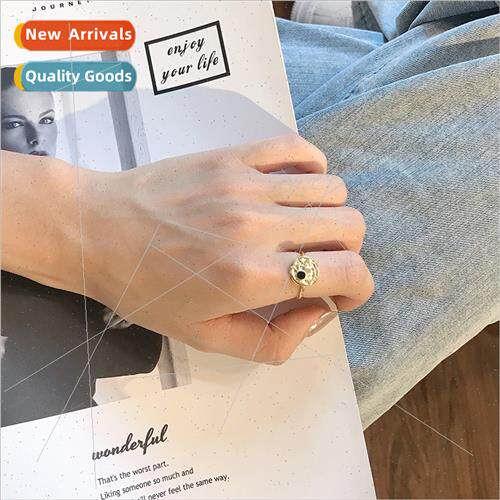 s925 silver hjewelry Europe creative geometric ring black dr