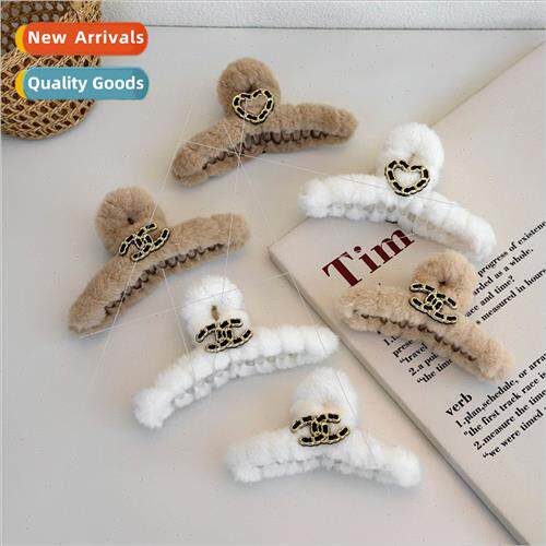 Large nd pattern plush scratch clip gentle cute hair clips f