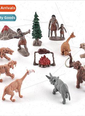 primive man est hunting prehistoric life animal model scene