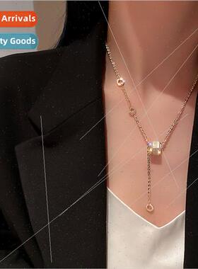 Electroplating diamond-set cat eye stone cylinder letter nec