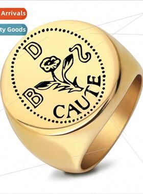 Stainless Glossy Laser Rose Ring Round 22MM Tanium Steel Vin