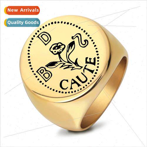 Stainless Glossy Laser Rose Ring Round 22MM Tanium Steel Vin