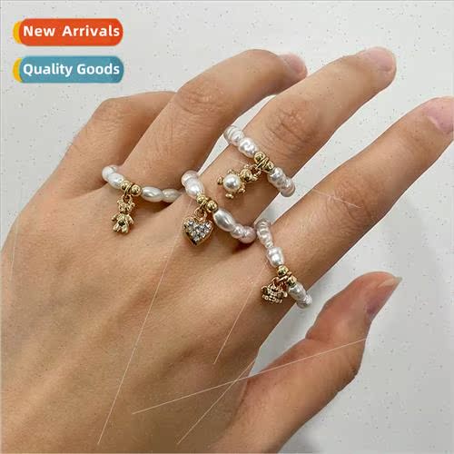 ins beading multiple set pearl rings women Europe butterfly