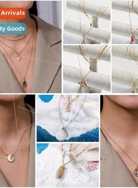 Summer Ocean Seashell Necklace 26 Letters Natural Stone Pend