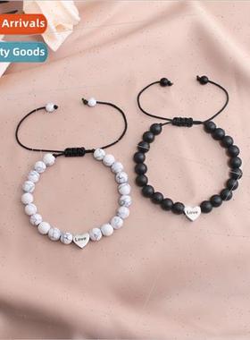 2022 Europe stainless steel love beads bracelet couple men w