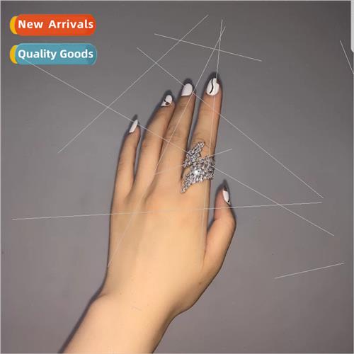 Wings opening adjustable full diamond zirconia ring nd coolg