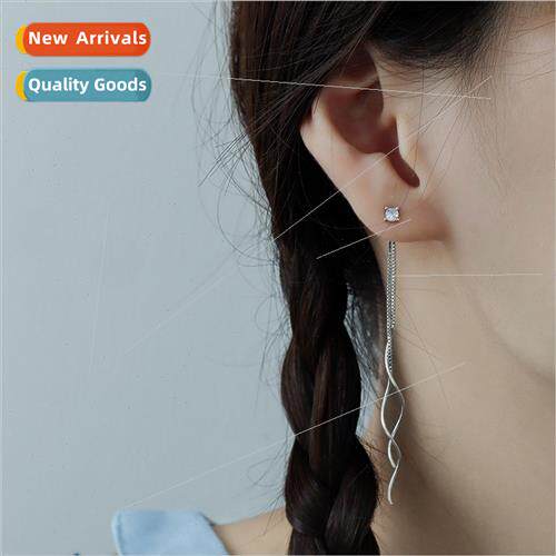 Four claws zirconia wave ear wire simple atmosphere curve lo