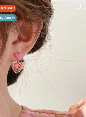 New Korea niche earrings spring retro love earrings sense ea