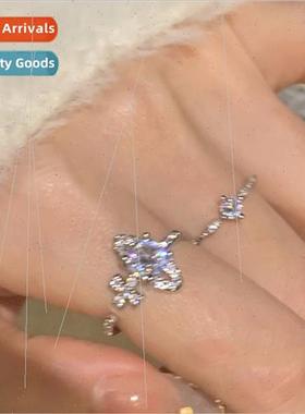 New ins delicate zirconia ring opening adjustable niche ring