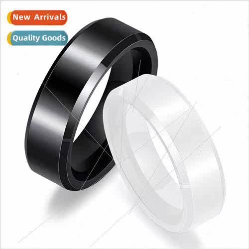 Europe black whe ceramic 6MM ring glossy fashion men women n