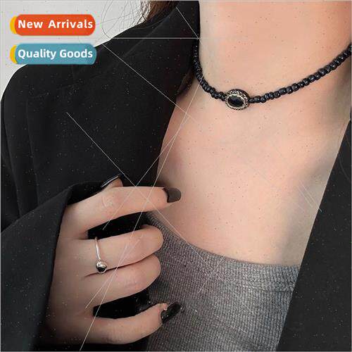 Retro country black beaded necklace female sweet cool spicy