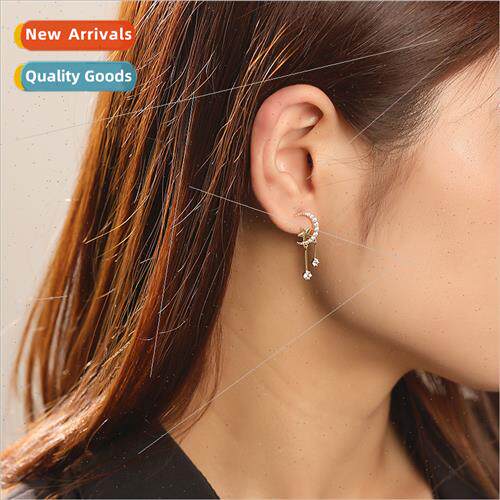 French trinket earrings s925 silver female star moon earring