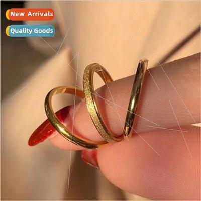 Korea Vegetarian ring glossy ring female new cold wind gold